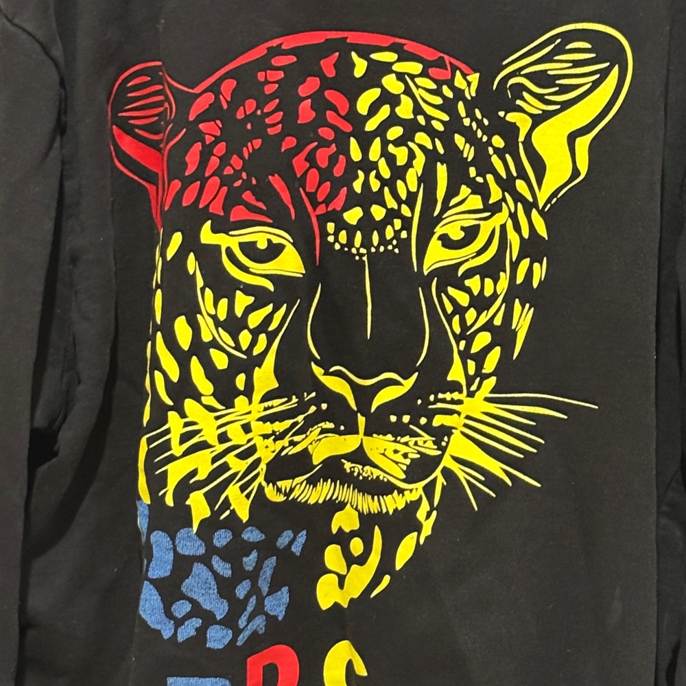 Connexton Design Black Sweatshirt with Leopard Design L